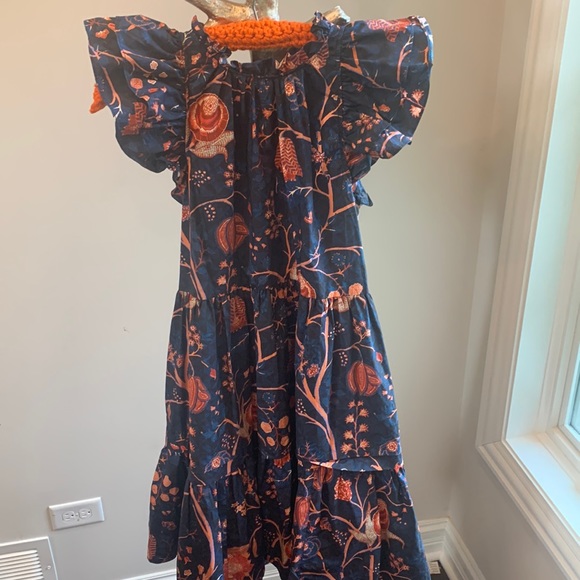 ULLA JOHNSON BRIDGERTON PUFFY FLORAL MIDI DRESS